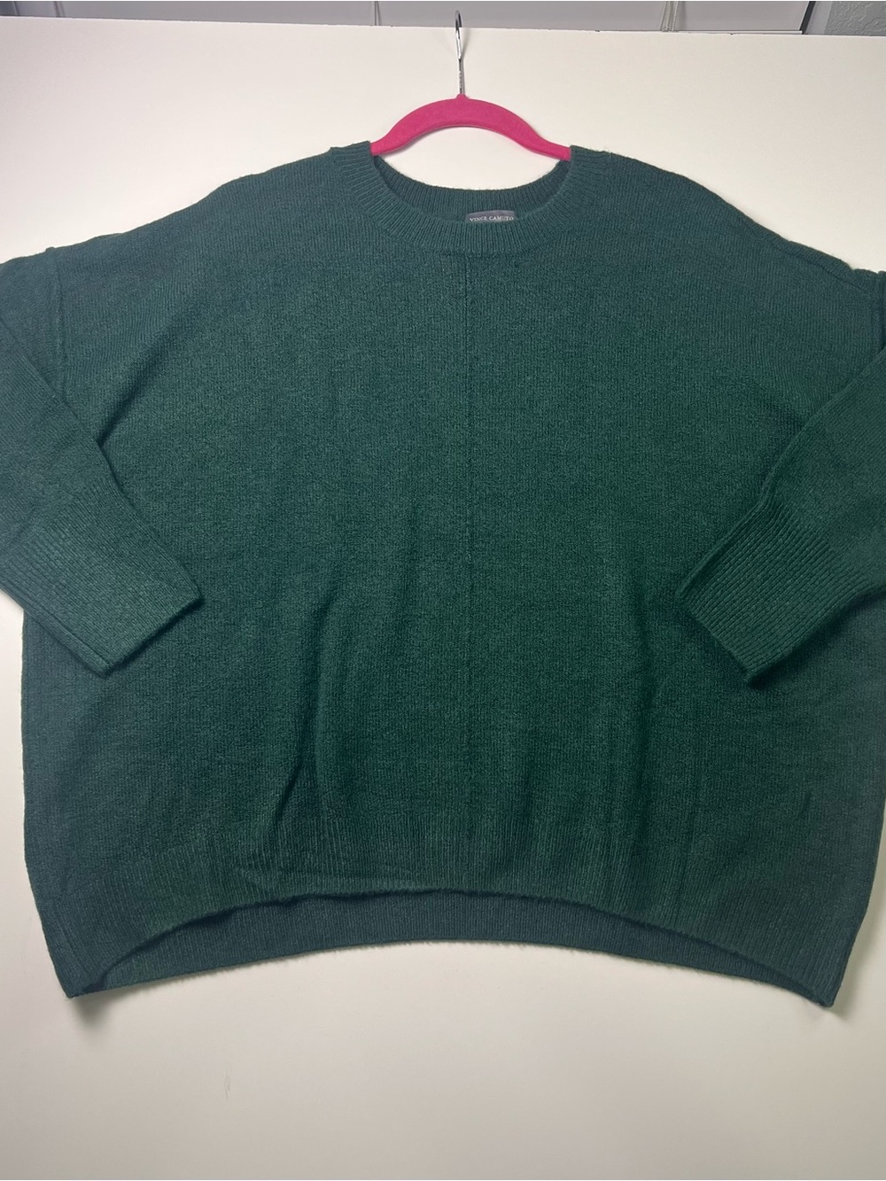 Vince Camuto Womens XL Green Knit Pullover Sweater Crew Neck Ribbed Long Sleeve